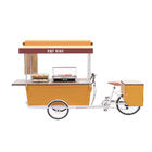 چوب جامد ضد چرخش سه چرخ OEM Burger Food Cart