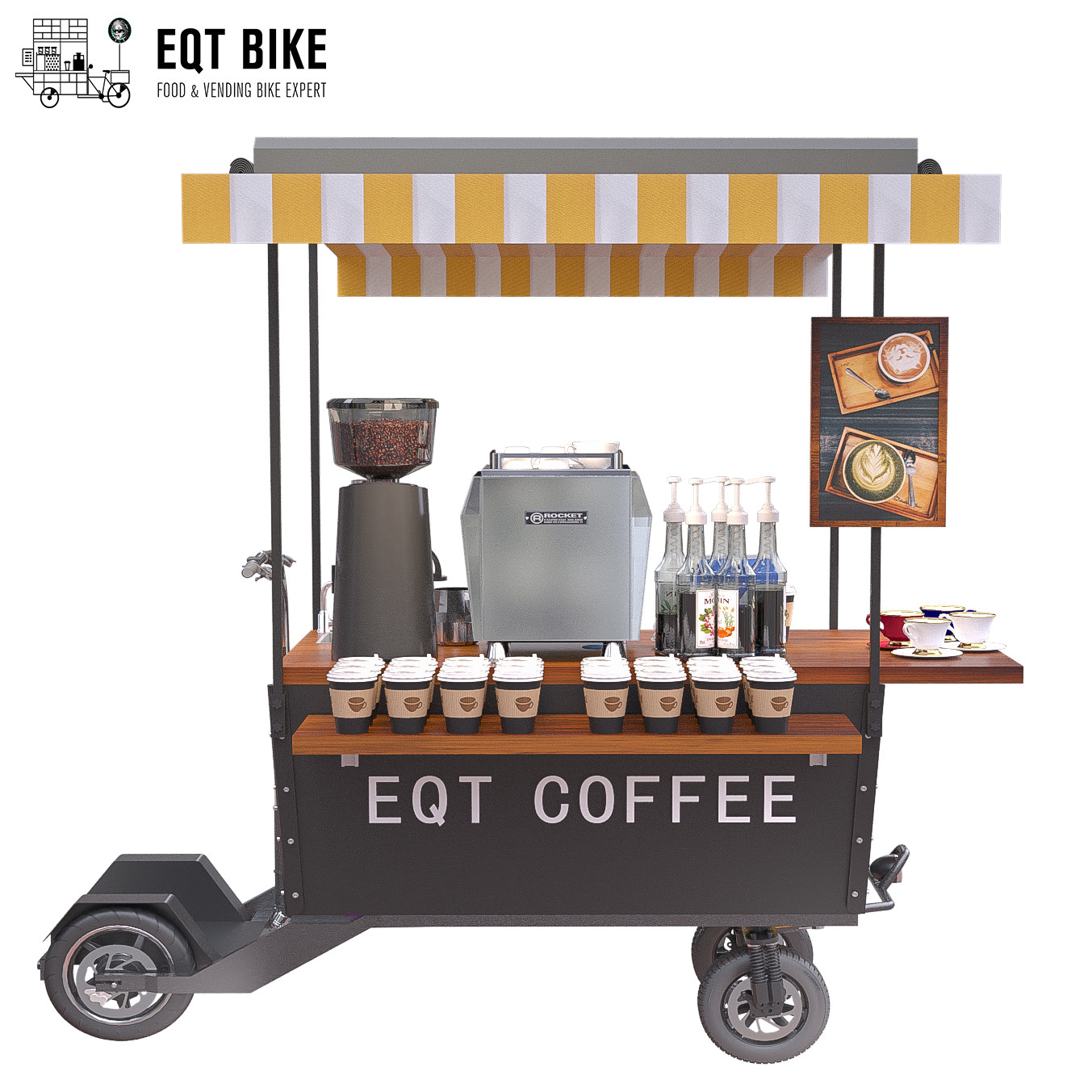 سبد قهوه متحرک اسکوتر چند منظوره EQT برای تجارت در خیابان