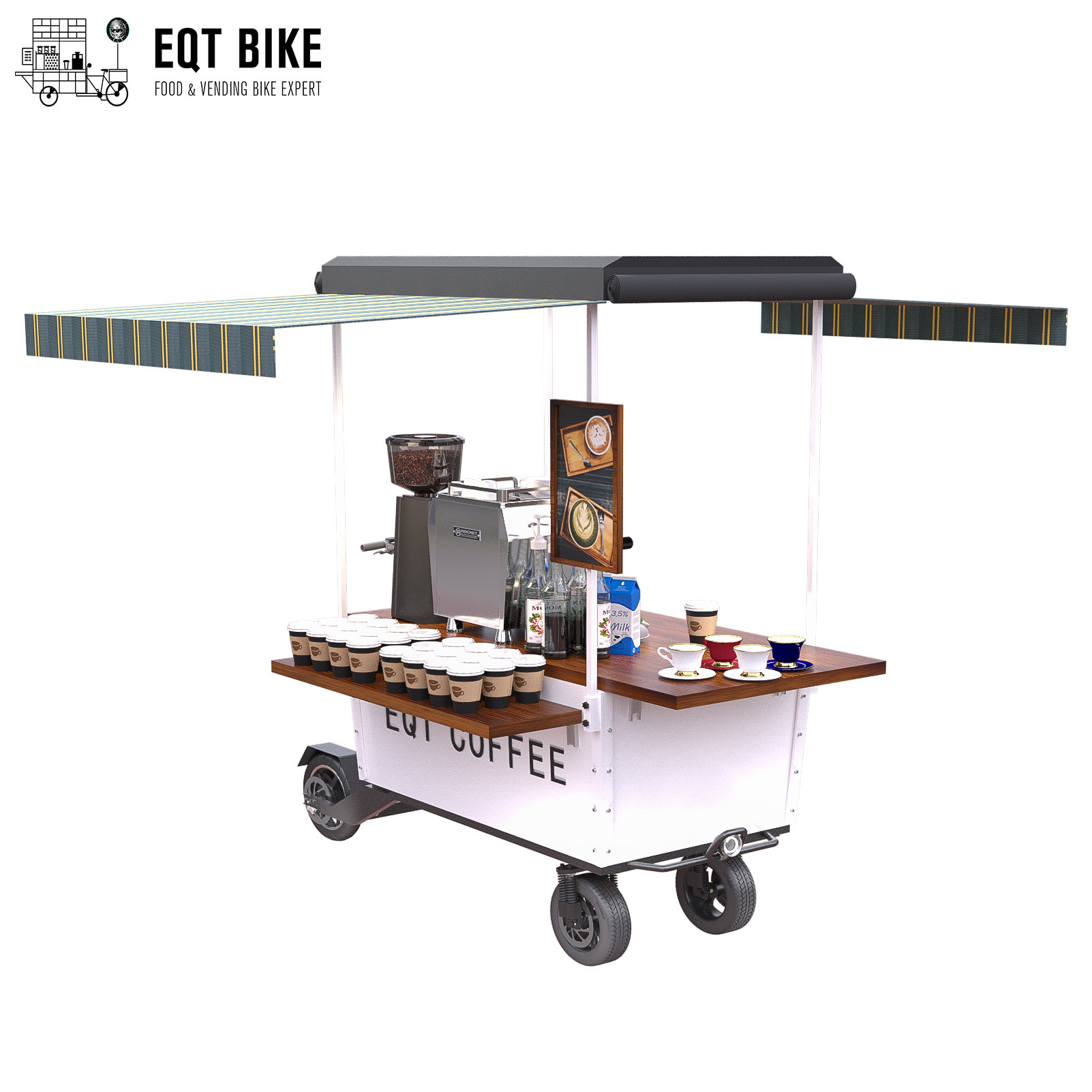 دو چرخ فروش پودر سبد خرید قهوه در فضای باز دوچرخه قهوه موبایل