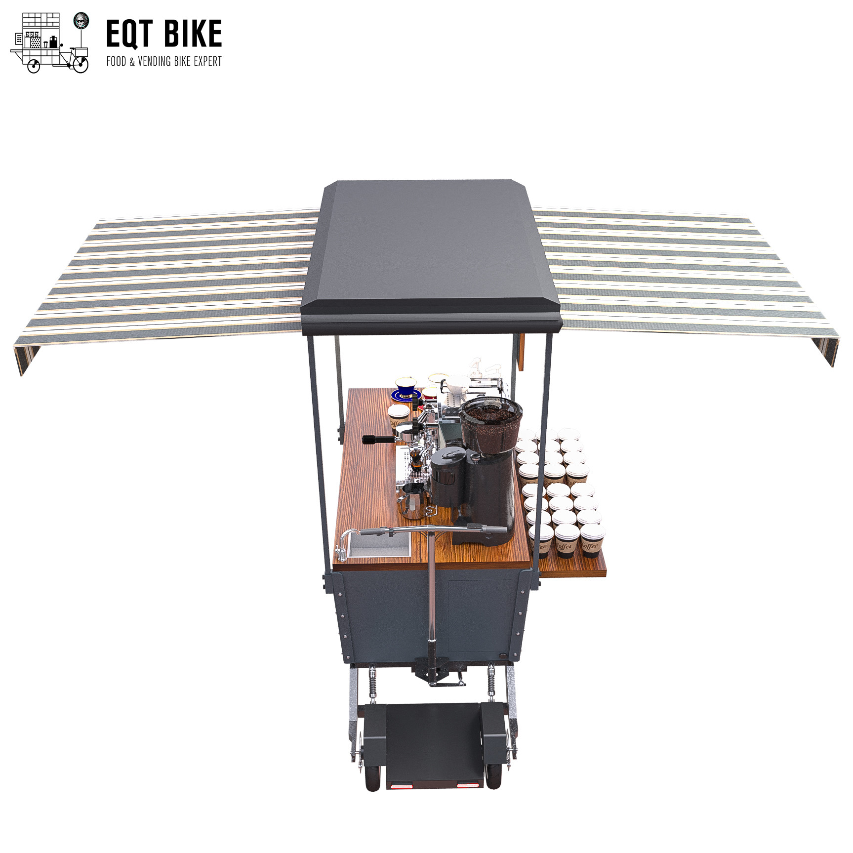 سبد خرید دوچرخه قهوه در فضای باز تلفن همراه 48 ولت با میز کار فولاد ضد زنگ
