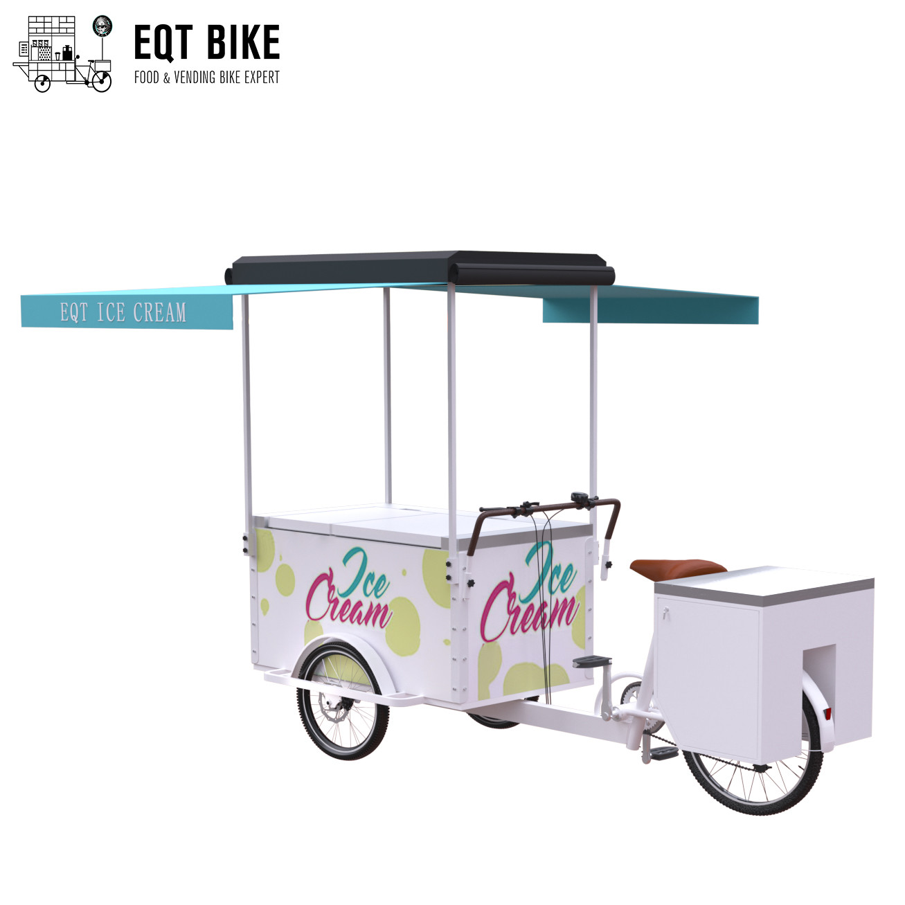 دوچرخه بستنی سه چرخه ای با بار جلو EQT 138L یا 110L برای فروش چرخ دستی های سه چرخ متحرک فریزر خوراکی Trike